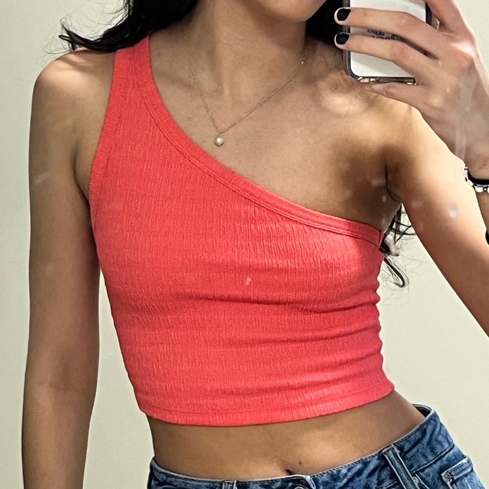 Orange One Shoulder Crop Top